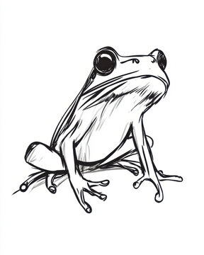 recommend clip art: Minimalistic black ink drawing of a cute toad showcasing simplicity and charm in its stick figure form