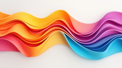 Fototapeta premium A vibrant display of colorful wavy ribbons in shades of orange, yellow, pink, and blue, creating an energetic and dynamic visual effect.