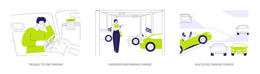 Car parking place abstract concept vector illustrations.