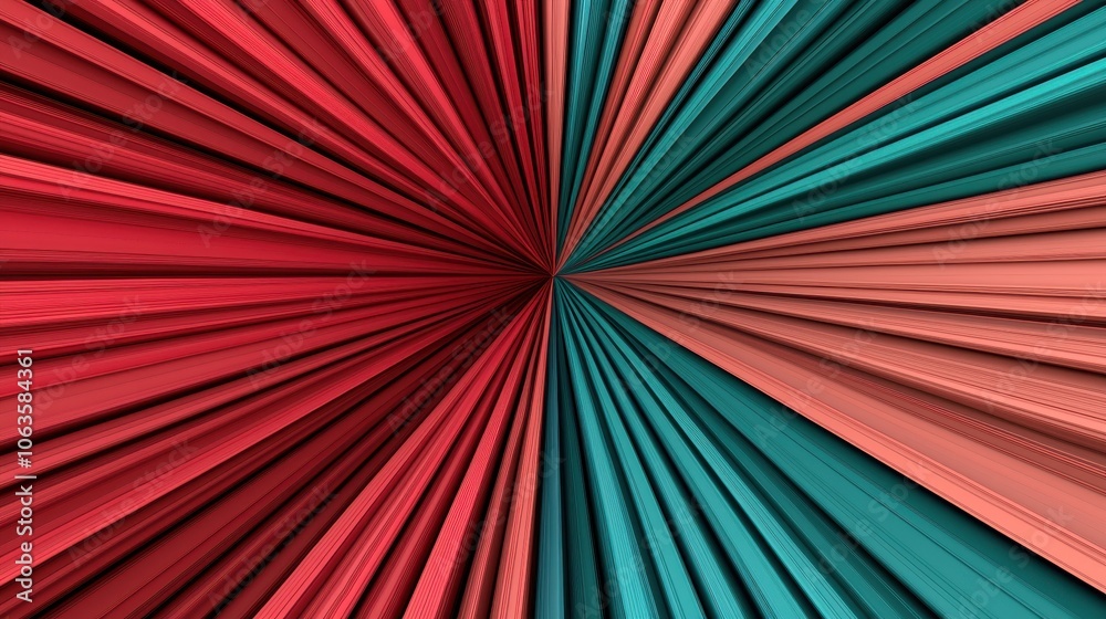 Poster a vibrant abstract design featuring radial patterns in red and teal hues, creating a dynamic visual 