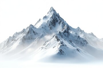 Obraz premium isolated snowcovered mountain peak against a stark white background emphasizing the majesty and beauty of nature capturing the essence of tranquility and adventure