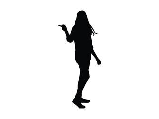 Woman pointing pose silhouette illustration
