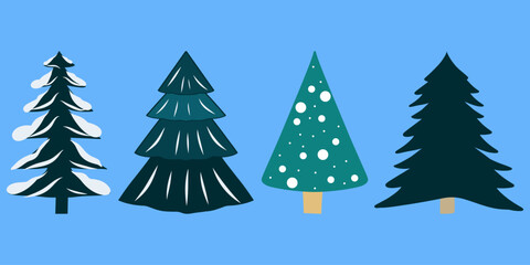 Obraz premium Christmas trees colorful vector set