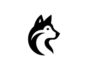 Dog head logo icon. Silhouette simple. Flat style. Black dog face.Dog logo design template. Vector illustration Animal Logotype concept. 