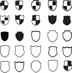 Shield icons set. Protect shield vector. Design elements for concept of safety and protection. Basic shield vector. EPS