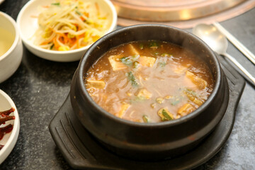 Korean traditional food. Soybean paste stew