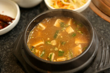Korean traditional food. Soybean paste stew
