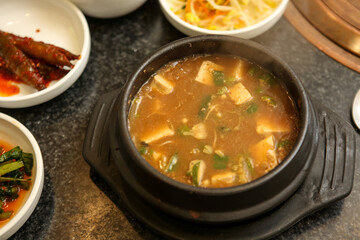 Korean traditional food. Soybean paste stew