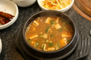 Korean traditional food. Soybean paste stew