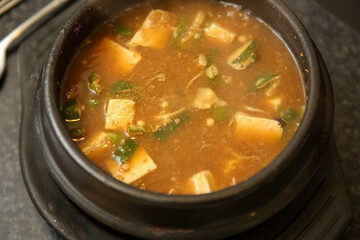 Korean traditional food. Soybean paste stew