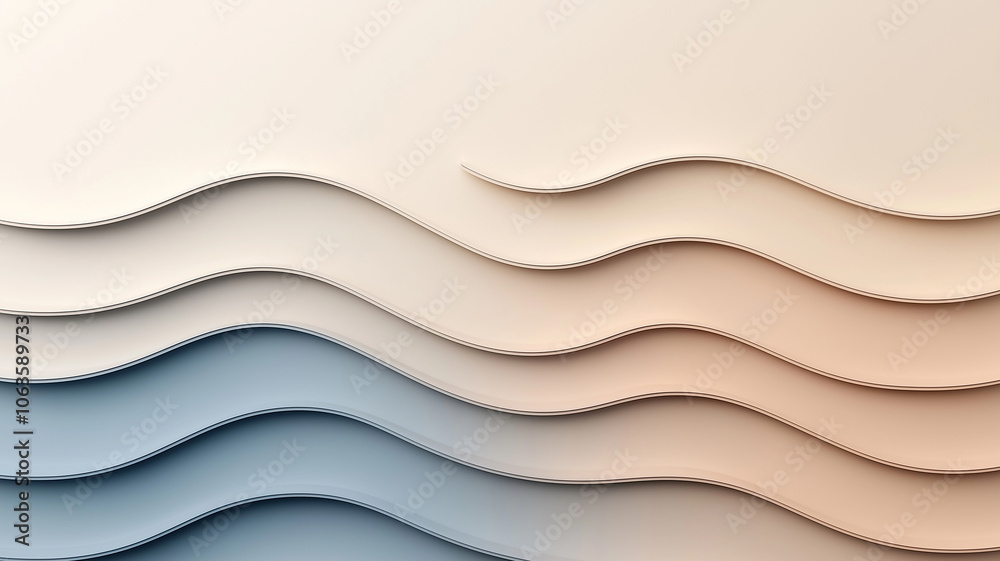 Leinwandbilder Abstract background with soothing earth tones and smooth wave patterns, creating calming and serene visual effect