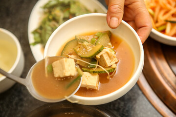 Korean traditional food. Soybean paste stew