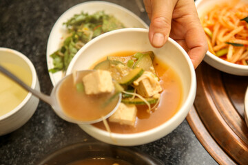 Korean traditional food. Soybean paste stew