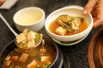 Korean traditional food. Soybean paste stew