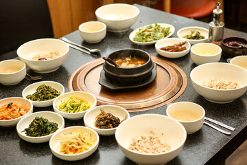 Korean traditional food. Soybean paste stew