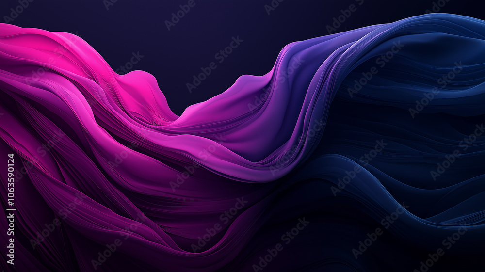 Fototapete Vibrant abstract background with flowing pink and blue waves, creating dynamic and fluid motion. watercolor like blends add depth and texture to composition