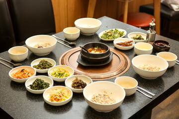 Korean traditional food. Soybean paste stew