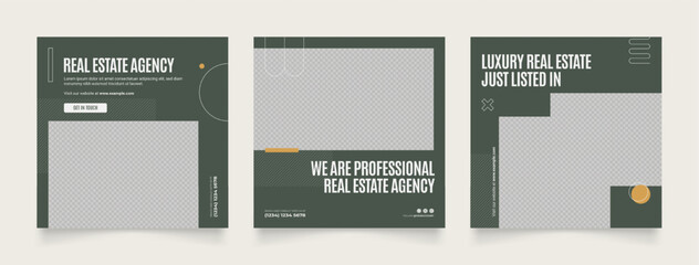 social media template banner real estate property and house sale architecture service promotion. fully editable instagram and facebook square post frame puzzle organic sale poster