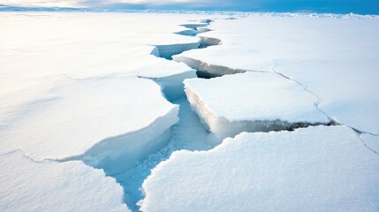 Obraz premium Cracks form in arctic ice understanding the impact of climate change on polar regions