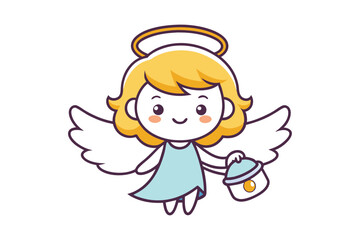 Adorable Golden-Haired Angel Boy with Wings - Cute Vector Illustration for Heavenly Decor, Spiritual Symbols & Cherub Art