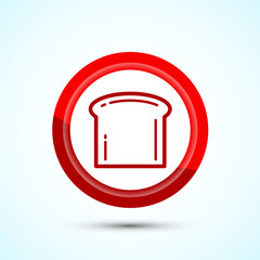 Bread Icon Design Illustration, Bakery Icon, Red Color Button Design