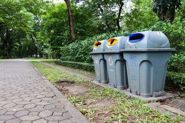 Three type recycling bin for each type of waste