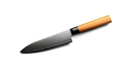 Sleek Chef's Knife: Precision-Forged Japanese Kitchen Knife with Wooden Handle 