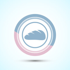 Bread Icon Design Illustration, Bakery Icon, Pastel Color Button Design