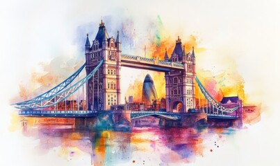 Obraz premium Watercolor the wonderful city of london, Tower Bridge
