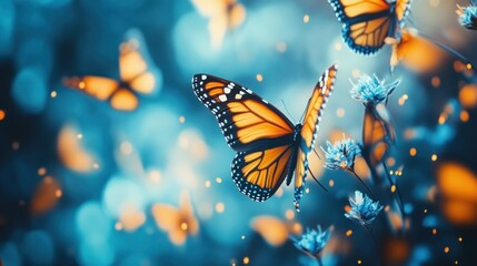 Fototapeta premium Stunning Vibrant Butterflies in a Colorful Showcase