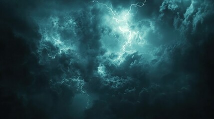 Fototapeta premium Captivating Display of Lightning Strikes in Dark Sky