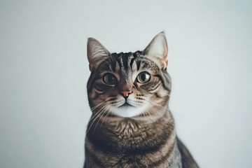 Obraz premium Elegant Tabby Cat Sitting Gracefully