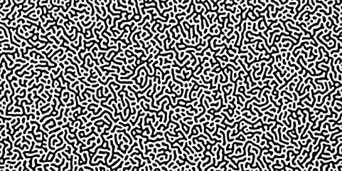 Organic seamless patterns with rounded lines Diffusion reaction background. Monochrome background of natural organic forms motion. Overlay template abstract Turing organic wallpaper background.