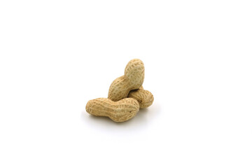 Peanuts on white background. High protein food. Contains many minerals.