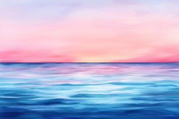 Naklejka premium A serene ocean view at sunset, showcasing a blend of soft pink and blue hues, perfect for creating a peaceful atmosphere.