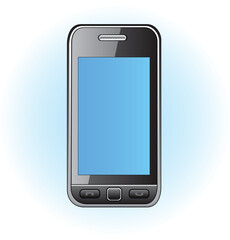 A sleek and modern vector illustration of a smartphone, showcasing its design features, including a large touchscreen, camera, and minimalist buttons. Perfect for tech-related graphics and advertising