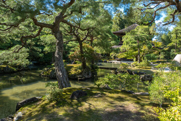 Japanese garden in Ginkakuji Temple, Kyoto, Japan
