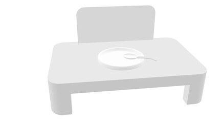 3D illustration of dining room plate table