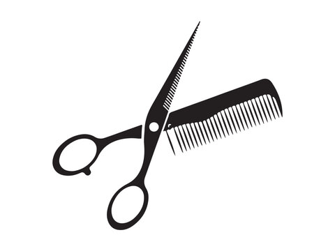 Scissors and comb icon modern design. vector illustration flat logo barber highly detailed.
