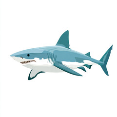 Fototapeta premium A cartoon shark with its mouth open and teeth showing. 