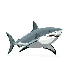 Fototapeta premium A cartoon shark with its mouth open and teeth showing. 