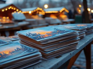 Handmade Winter Holiday Cards Painted Scenes of Snowy Landscapes, Cozy Cabins Festive Lights, Perfect for DIY Christmas Greetings