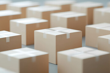 Fototapeta premium Warehouse with cardboard boxes arranged by destination.