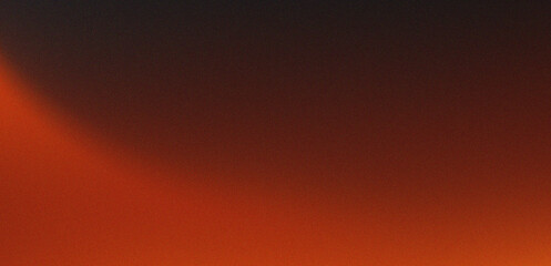 Naklejka premium Reddish orange glowing color flow on noise dark brown grainy gradient background