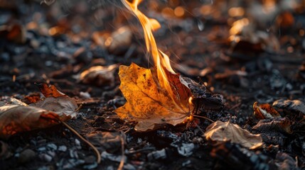 Only ashes left after burning leaves.