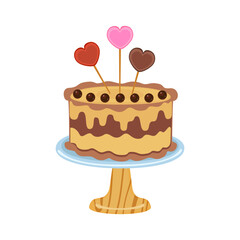 Vector illustration set of different flavors of cute style cake slices. Flat design, isolated on white. Vector illustration of bakery, birthday cake, party, celebration, festival, happy for greeting.