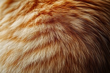 Close-up of the fur texture on an orange cat's back, showcasing its rich and warm tones