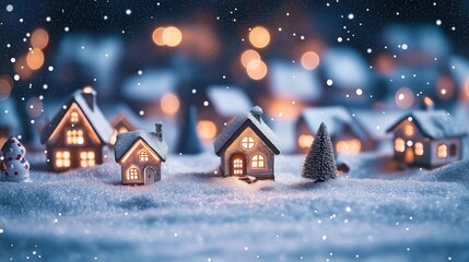 Fototapeta premium Snowy Christmas Village Scene