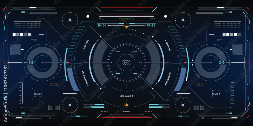 Poster hud digital futuristic element of drone, radar, cockpit, space ship cyberpunk design concept. ui, gu
