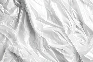 Obraz premium White plastic wrap texture background, top view close-up. White crumpled fabric or foil surface for design